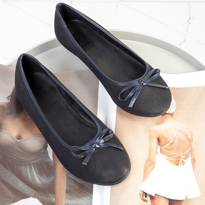 Čierne balerínky s mašličkou Tulipano - Obuv