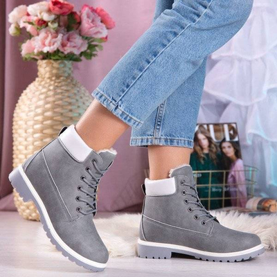 Šedé turistické topánky s izoláciou Polar Bear - Obuv