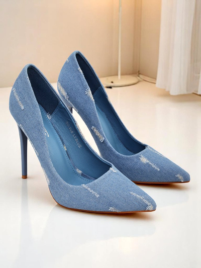 Royalfashion Dámske lodičky na vysokom opätku Denim Chic
