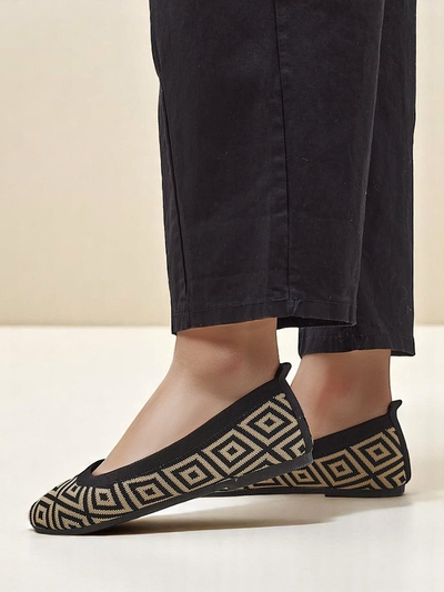 Royalfashion Textilné dámske balerínky s geometrickou potlačou Metric