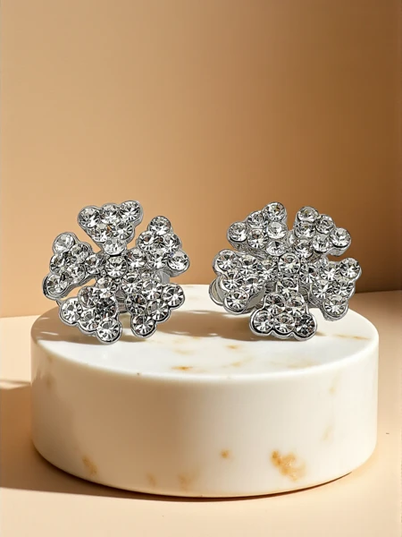 Royalfashion Ženski uhani s sponko in cirkoni