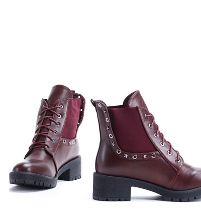 Bordowe workery Ember- Obuwie