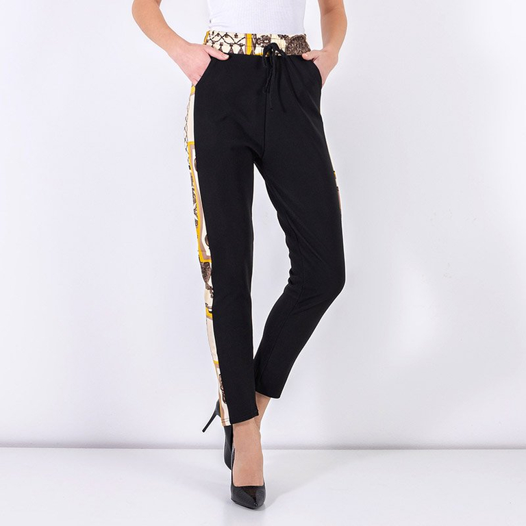 Čierne vzorované dámske nohavice - Oblečenie