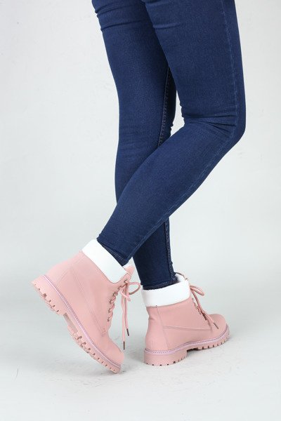 Różowe, ocieplane trapery Dolly- Obuwie