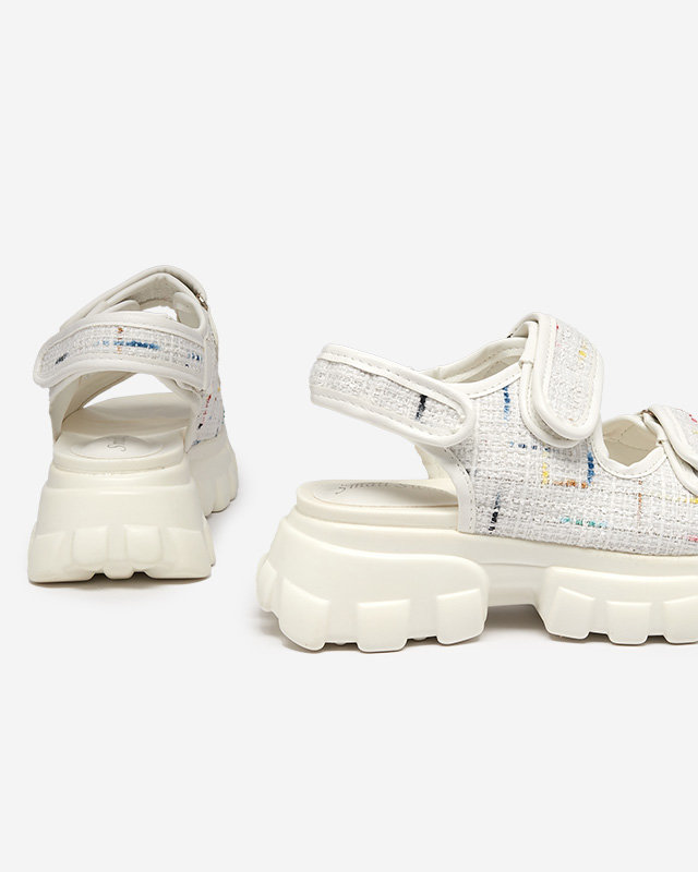 Dámske biele látkové sandále Pungia - Obuv