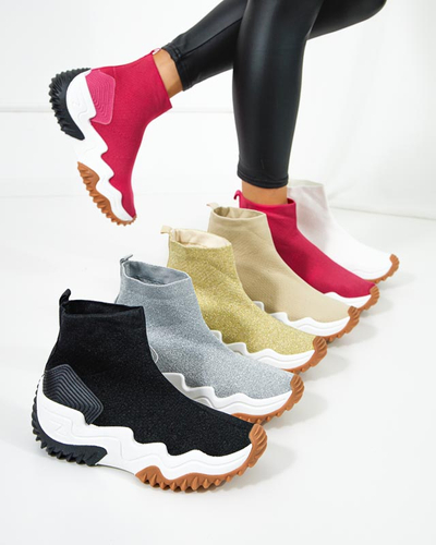 Biele dámske vysoké tenisky na platforme Tenera - obuv