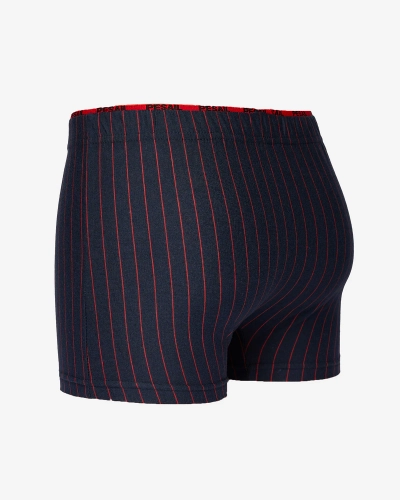 Royalfashion Námornícky modré pánske boxerky s červenými prúžkami