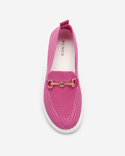 Fuchsiové dámske slip on tenisky so zlatým zdobením Enelida - Obuv