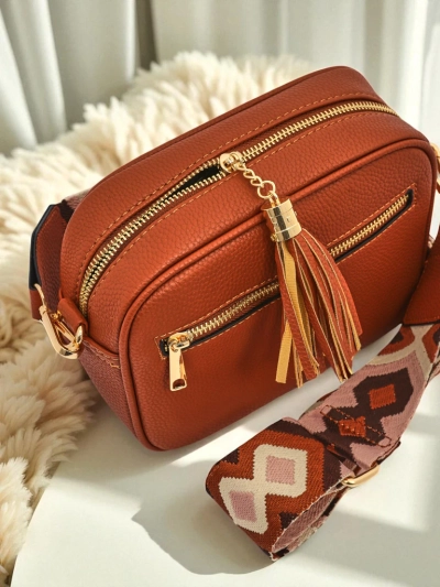 Royalfashion Mala ženska torbica iz eko usnja s pisanim pasom Kovi Lace