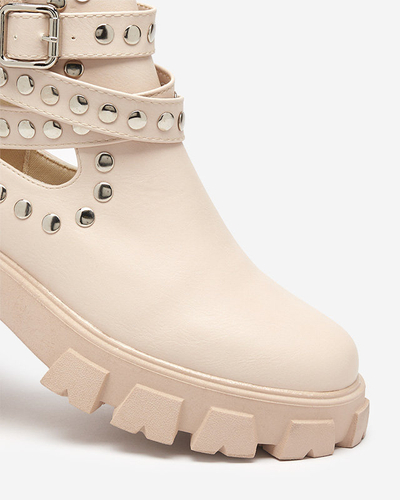 Dámske béžové čižmy na hrubšej podrážke Alaros- Shoes