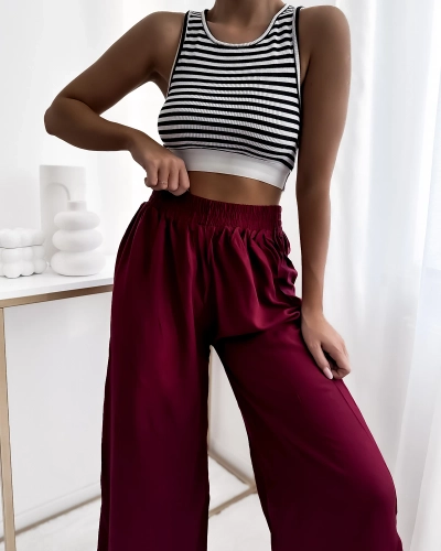 Royalfashion Dámske 7/8 nohavice culotte bordovej farby