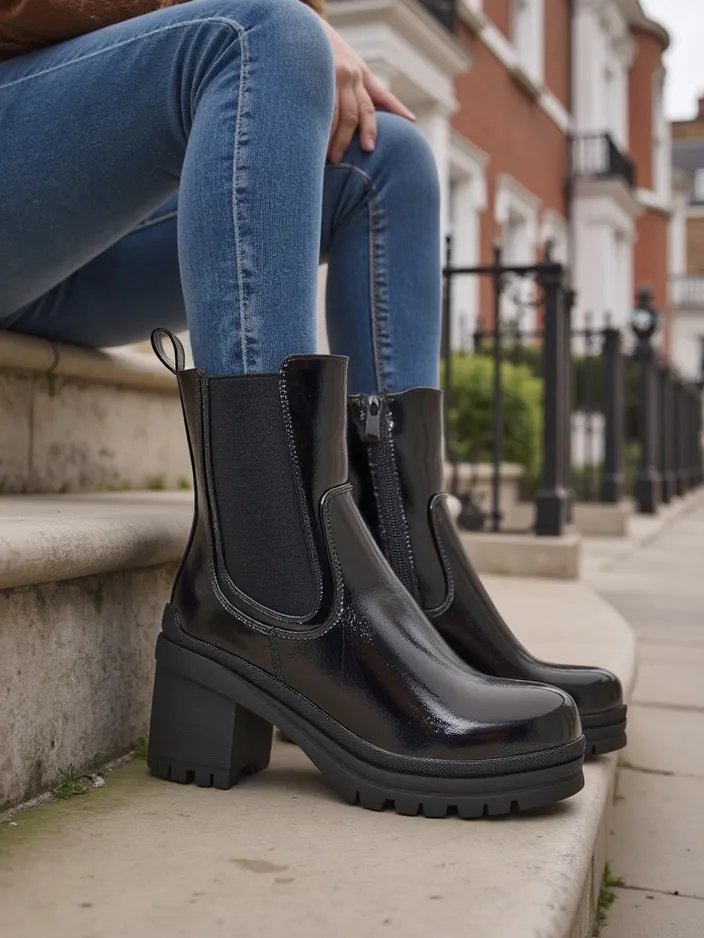 Dámske členkové čižmy na blokovom podpätku Foddise