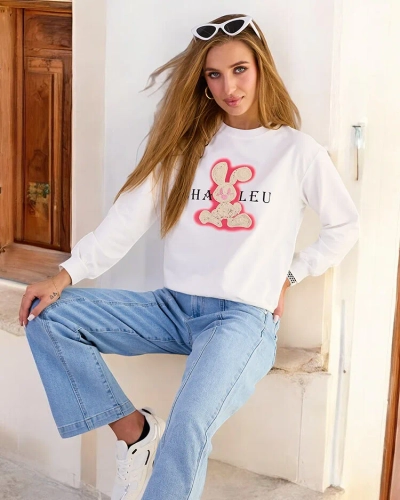 Royalfashion Dámska bavlnená tenká mikina s potlačou