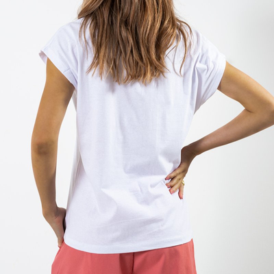 Dámske biele bavlnené tričko s potlačou - Oblečenie