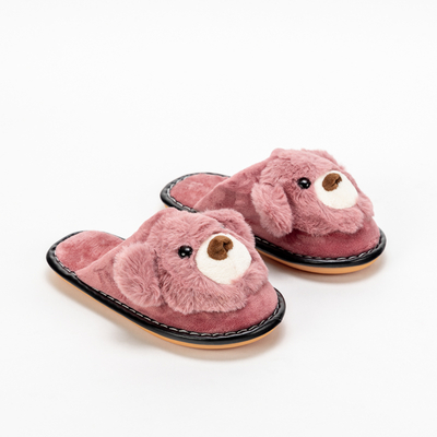 Ružové detské papučky medvedíky s kožušinkou Yogi - Obuv