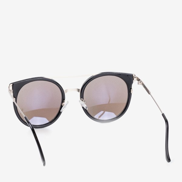 Čierne okrúhle slnečné okuliare s modrými sklami - okuliare