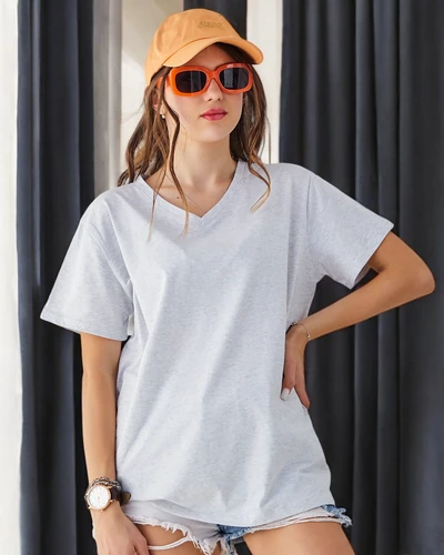 Royalfashion Dámske bavlnené casual tričko s V-výstrihom