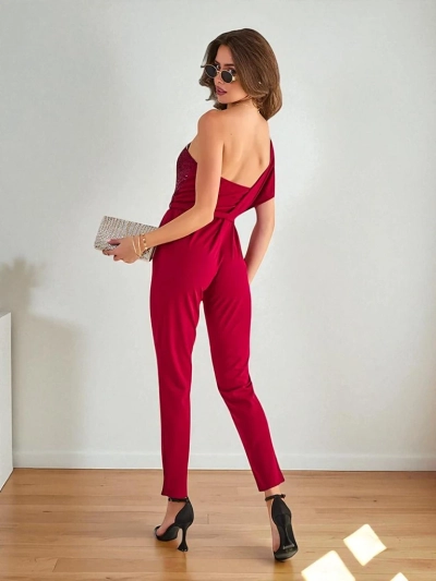 Royalfashion Dlhý ženský overal s ozdobnými kameňmi