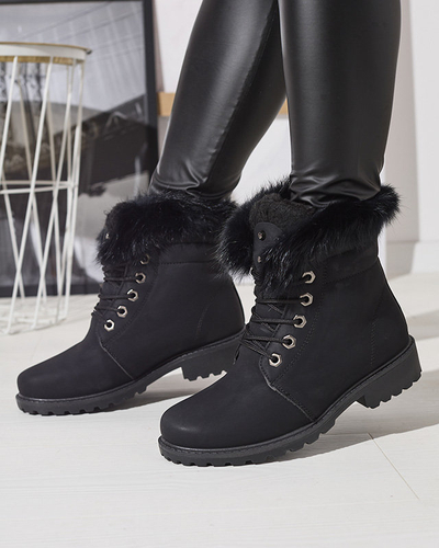 Klasické dámske čižmy a'la trapper v čiernej farbe Lausa- Footwear