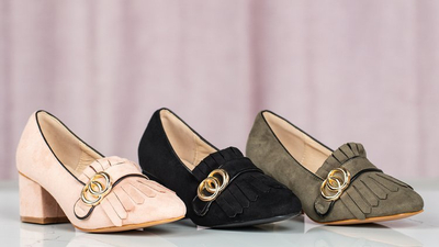 Růžová čerpadla s ozdobami na nízkých podpatcích Ever - Boty 1