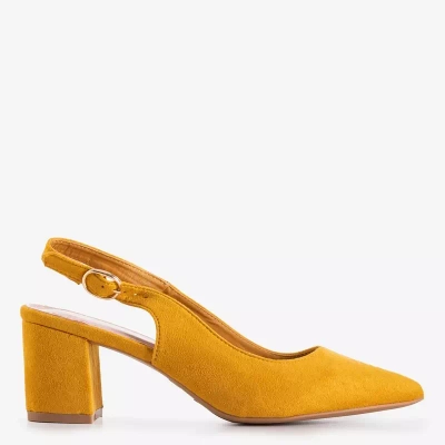OUTLET Horčicové dámske sandále na stĺpiku Siofra - Obuv