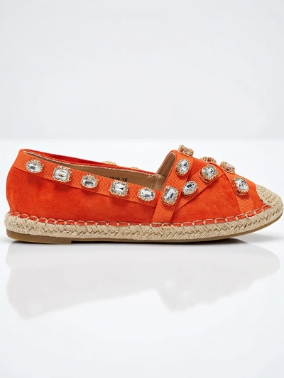 Oranžové dámske espadrilky s kryštálmi Wamba - Obuv