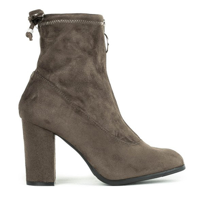 Zielone botki na słupku Lior - Obuwie