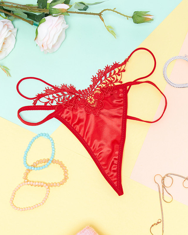 Dámske červené čipkované tangá - Spodná bielizeň