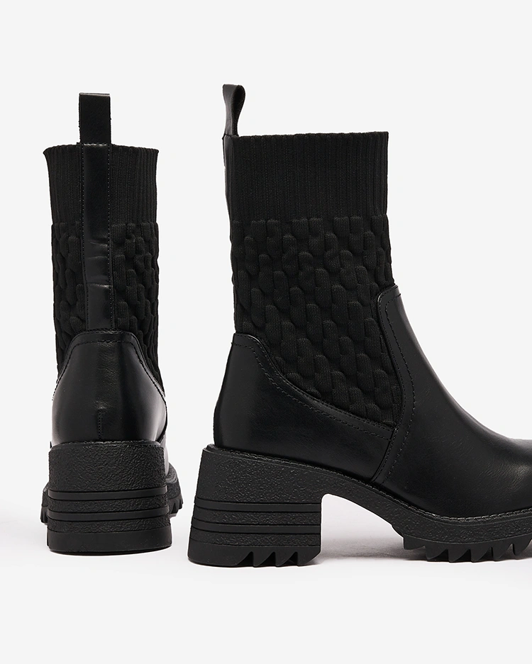 Royalfashion Čierne dámske čižmy Acigog na plochom podpätku