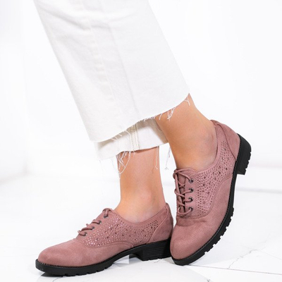 Różowe półbuty z cyrkoniami Ashllea - Obuwie