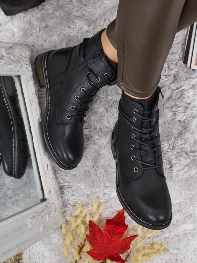 Eko usnjeni ženski gležnarji z vezalkami Ravonna