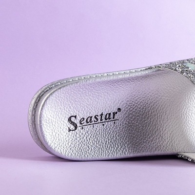 Strieborné dámske šľapky na platforme so zirkónom Sailor - obuv