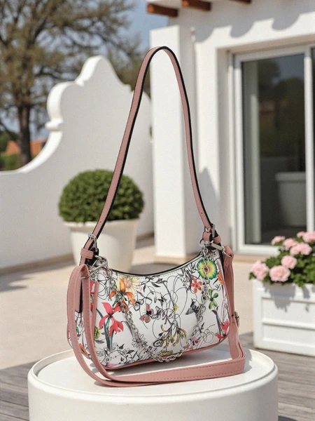 Royalfashion Malá dámska kabelka z ekokože s kvetinovým vzorom Lily Bloom