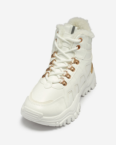 OUTLET Biele snehové čižmy z ekokože Vetorr- Obuv