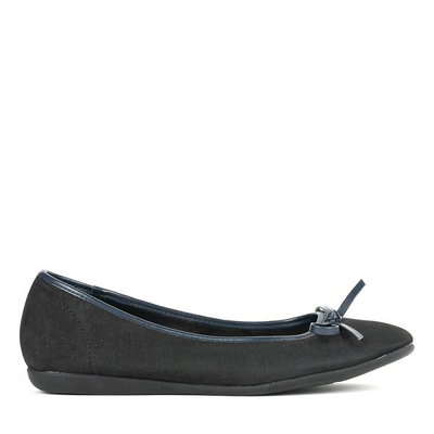 Čierne balerínky s mašličkou Tulipano - Obuv