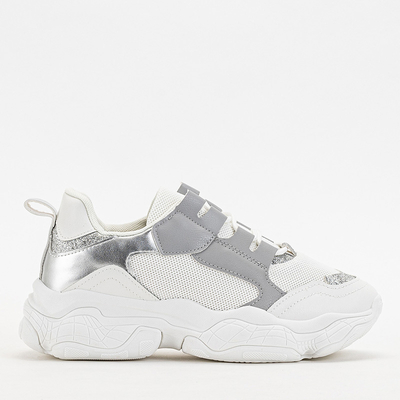 Biele dámske tenisky na platforme so striebornými vsadkami značky Verica - Footwear