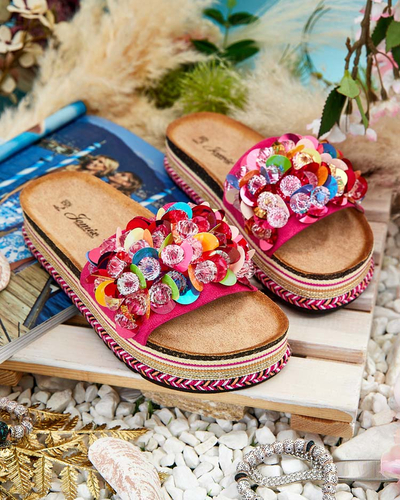 Royalfashion Dámske žabky Loassa s kamienkami
