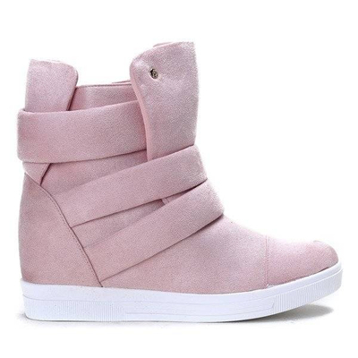 OUTLET Różowe sneakersy na krytym koturnie My Little Love- Obuwie