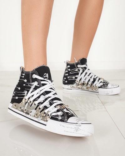 Dámske čierne vysoké tenisky s trblietkami Survivi- Footwear
