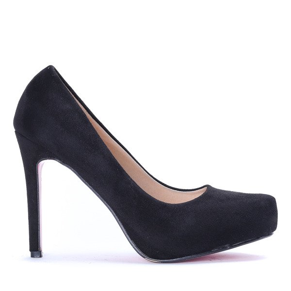 Czarne czółenka na szpilce wykonane z ekologicznego zamszu Elina-Obuwie