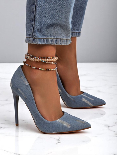 Royalfashion Dámske lodičky na vysokom opätku Denim Chic