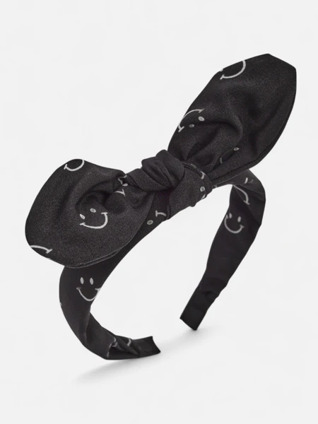 Royalfashion Otroški naglavni trak za lase s pentljo s potiskom nasmejanih obrazov