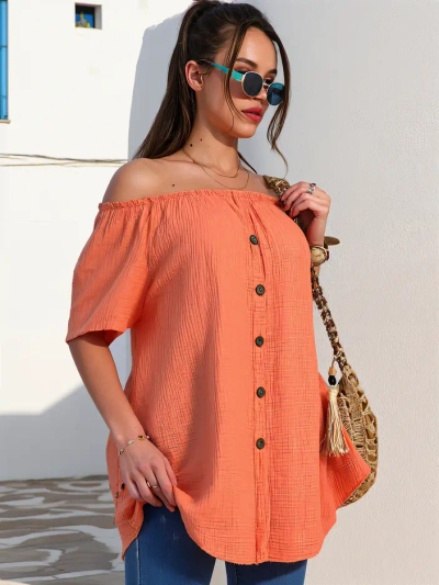 Royalfashion dámska bavlnená blúzka a la Spanish s dekoratívnymi gombíkmi
