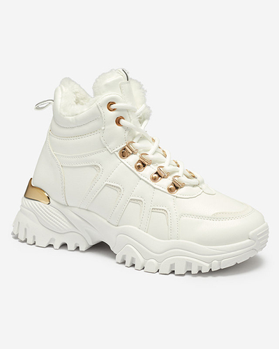 OUTLET Biele snehové čižmy z ekokože Vetorr- Obuv