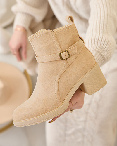 Royalfashion Béžové dámske čižmy na nízkom podpätku Masymar