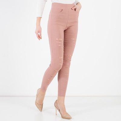 Zúžené ružové dámske jeggings - Oblečenie