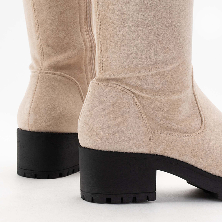 Béžové čižmy pod kolená Erwinet - Obuv