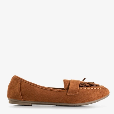 VÝPLET Dámske mokasíny v semišovej farbe v prevedení ťavej farby s okrajmi Daiane - Obuv