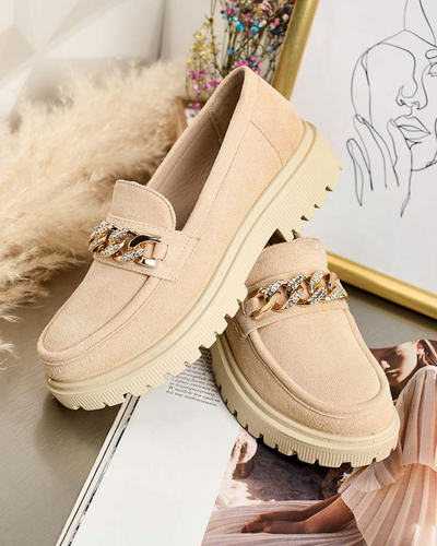 Royalfashion Dámske mokasíny z eko semišu s ornamentom Lehels