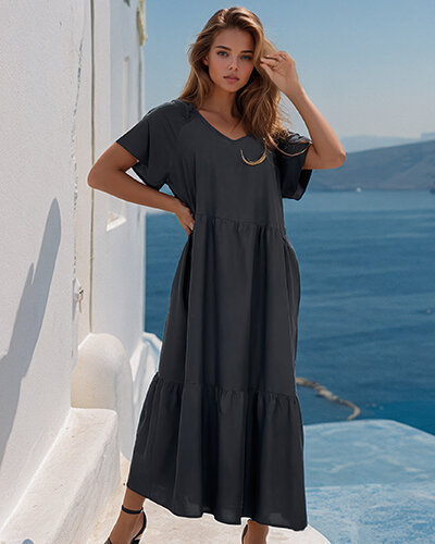 Royalfashion Dámske jednoduché midi šaty